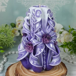 Medium Colorful Unique Hand Carved Unscented Candle - Perfect Home Decor Or Gift Candle For Many Occasions Gift for her