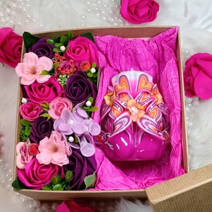 Carved candles Gift box Mother&#39;s Day Wedding Birthday Gift Valentine&#39;s Day Bath Home Flower Bouquet Luxury Handmade Soap Roses Gift for Her