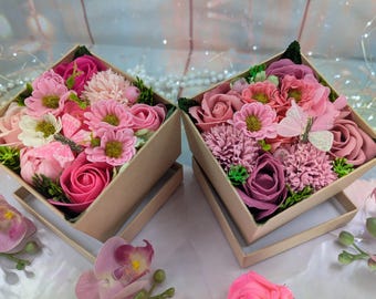 Caja de regalo Día de la Madre Boda Regalo de cumpleaños Día de San Valentín Baño Hogar Ramo de flores Lujo hecho a mano Flor de jabón Regalo romántico para ella Reino Unido