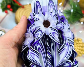 Vela mediana, colorida y única, tallada a mano, sin aroma - Perfecta para decorar el hogar o como regalo para muchas ocasiones.