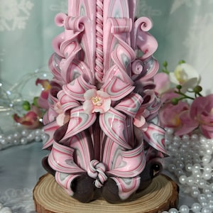 Large Colorful And Unique Hand Carved Unscented Candle - Perfect Home Decor Or Gift Candle For Many Occasions Gift For Her