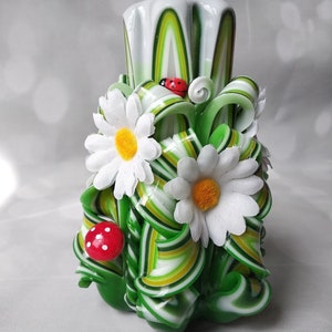 Medium Colorful Unique Hand Carved Unscented Candle - Perfect Home Decor Or Gift Candle For Many Occasions Gift for her