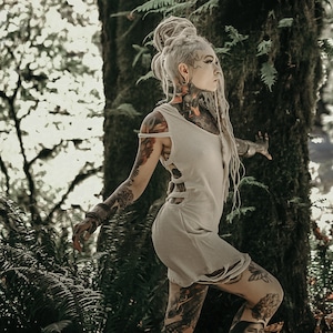 Short Dress with Hoodie~Alternative Clothing~Goa Psy trance Clothing~Goa Festival~Gypsy Hippie Tribal Clothing~Fesival Clothing~Yamuna Art
