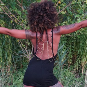 Chain Crop top for women~Boho Top~Backless Goa Top~Body chain~Brass Jewellery~Psy Trance Festival~Hippie clothes~Alternative~Tribal Clothing