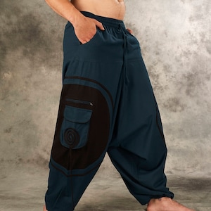 Goa trouser Spiral~blue,cotton pants~Harem pants Hippie~Pocket~Aladdin Pants~Tribal,Boho pants~Psy trance~Alibaba Pants~loose Yoga Pants