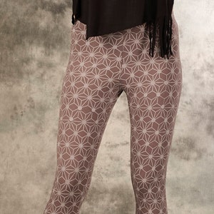 Damen Leggings,print,geometrisch, mit Sternen~Grau~Yoga Leggings~Stretch Boho,Erdig,Alternativ~Goa Psy Trance Leggings~Gypsy,Hippie,Tribal Kleidung