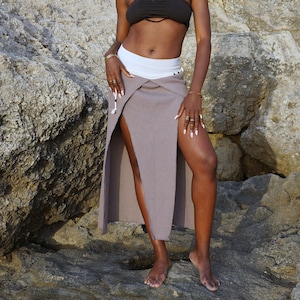 Knitted long Skirt~Grey Boho Skirt~Goa~Earthy,Alternative clothing~Tribal skirt~Goa Psy trance Clothes~Festival Skirt~Hippie,Tribal Clothes
