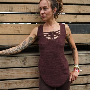Knitted Crop Top for Woman~Brown~Hippie Clothes~Goa Top,T-shirt~Backless Boho Top~Alternative clothing~Psy trance Wear~Festival~Gypsy,Tribal