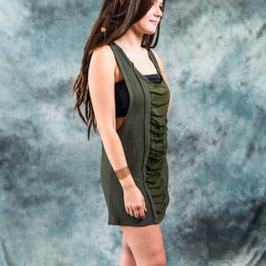 Knitted Short Dress for woman~Tank Top Dress~Green~Hippie Clothes~Boho Dress~Goa Psy trance Festival Clothes~Gypsy,Tribal Clothing~YamunaArt