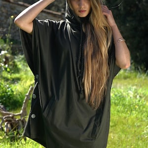 Oversize Hooded Top for Women~Khaki Goa Shirt~Hippie Top~Goa Psy Tance Clothing~Gypsy,Tribal Pullover~Earthy Boho Top~Alternative Clothing~