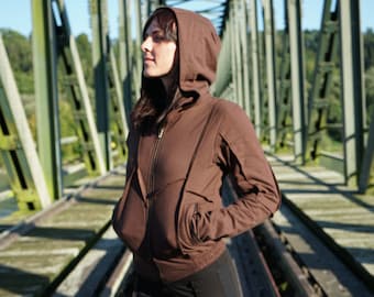 Hooded Jacket for Women~Brown~Sweater~Alternative Clothing~Hippie clothes~Goa Jumper~Urban Pullover~Punk Hoodie~Psy Trance Festival Wear