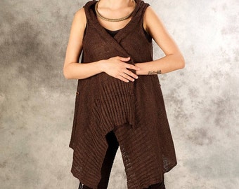 Knitted Cardigan for Women~Jacket,Vest~BOHO~Festival~natural, Hippie,Goa,Psytrance wear~gypsy,tribal,earthy,alternative clothes~Yamuna Art