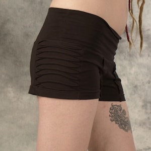 Shorts for Women-Cut Out Trouser~Black~Hot pants sport~Festival,Earthy,Goa Psy Trance Wear~Hippie,Alternative,Gypsy,Tribal Clothes-YamunaArt