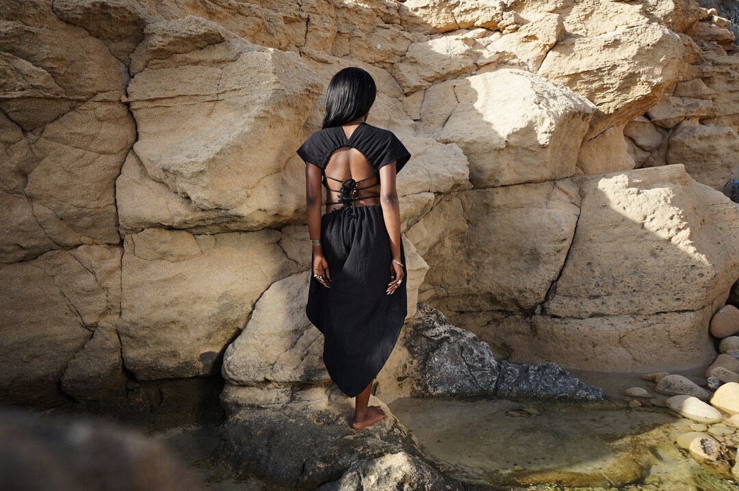 High Low Dress~black Dress~hippie Clothes~boho Dress~asymmetric