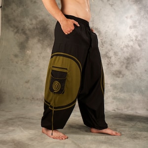 Goa trouser Spiral~black,cotton pants~Harem pants Hippie~Pocket~Aladdin Pants~Tribal,Boho pants~Psy trance~Alibaba Pants~loose Yoga Pants