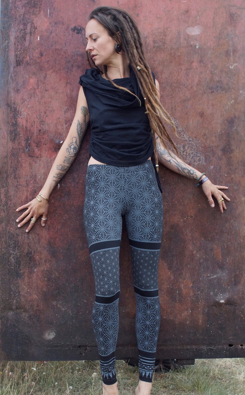 Printed Tribal Leggings Geometric~Yoga Legging~Earthy Alternative clothing~Goa Psy trance Leggings~Festival~Gypsy Hippie Tribal Clothing~Goa