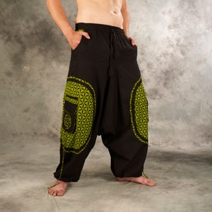 Harem pants~Goa trouser Spiral~Flower of Life~Pocket~Aladdin Pants~Hippie Harem pants~Goa Psytrance~Alibaba Pants~Tribal~Alternative clothes