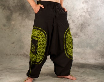 Harem pants~Goa trouser Spiral~Flower of Life~Pocket~Aladdin Pants~Hippie Harem pants~Goa Psytrance~Alibaba Pants~Tribal~Alternative clothes