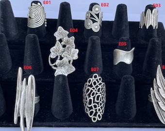 Womens Boho Rings Bohemian Jewelry Floral Spoon Vintage Hippie Statement Adjustable Silver Chunky Fashion Rings