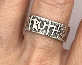 Women's Men's Unisex Truth Adjustable Gothic Punk Boho Rings Bohemian Hippie  Silver Jewelry
