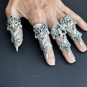 Gothic Demon Joint Finger Rings for Women and Men Finger Armor Adjustable Rings Punk Rings Finger Claw Punk Rings Unisex Rings