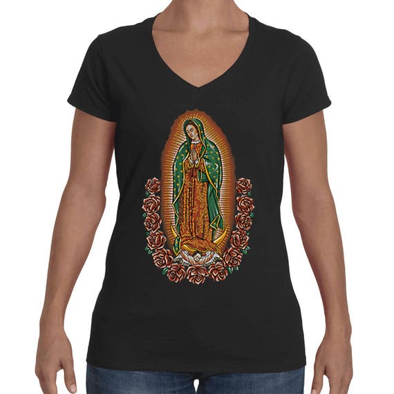 V-Neck Women/'s Madonna Our Lady Of Guadalupe Mother Virgin Mary T-Shirt