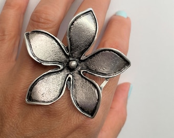 Womens Boho Rings Bohemian Jewelery Floral Vintage Hippie Statement Oversized Adjustable Silver Chunky Rings