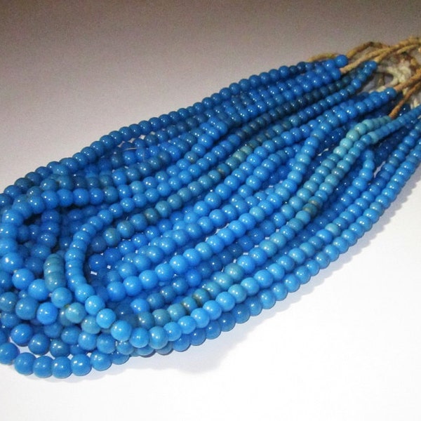 Vintage Blue Kakamba Prosser Glass African Trade Beads West Africa Early 20th. C. - Very Desirable for Jewelry Makers!