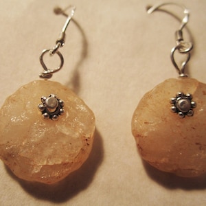 Earring with Ancient Neolithic Quartz Disc Beads up to 7000 Years Old Sub-Sahara Africa - mostly Quartz