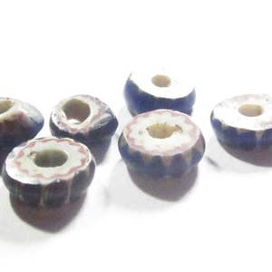 Six (6) 19th C. Venetian Chevron Rosetta/Star Small Glass Beads - Very Desirable!