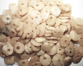6 Ancient Neolithic Quartz Disc Beads up to 7000 Years Old Sub-Sahara Africa - mostly Quartz