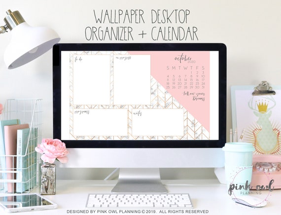 21 Monthly Calendar Yearly Updates Herringbone Marble Etsy