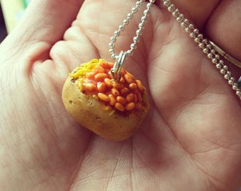 Baked Potato with cheese & beans charm, Jacket Potato, Food Jewellery