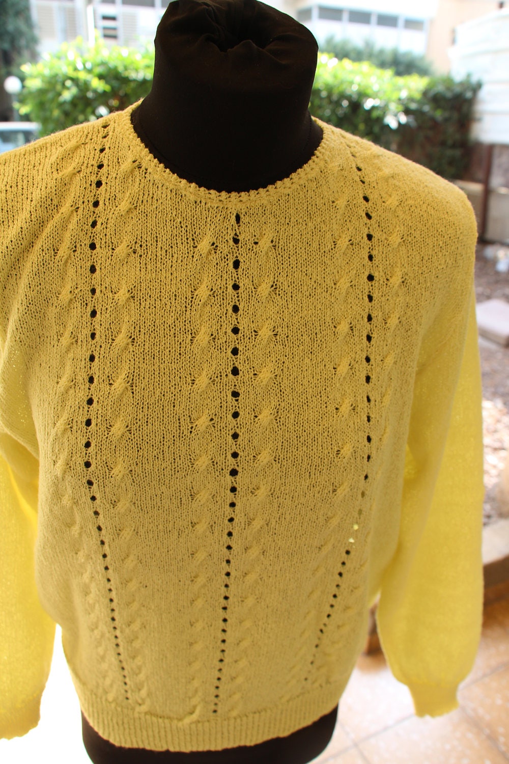 Jersey amarillo. Suéter amarillo mujeres. Tejer mujeres de Etsy