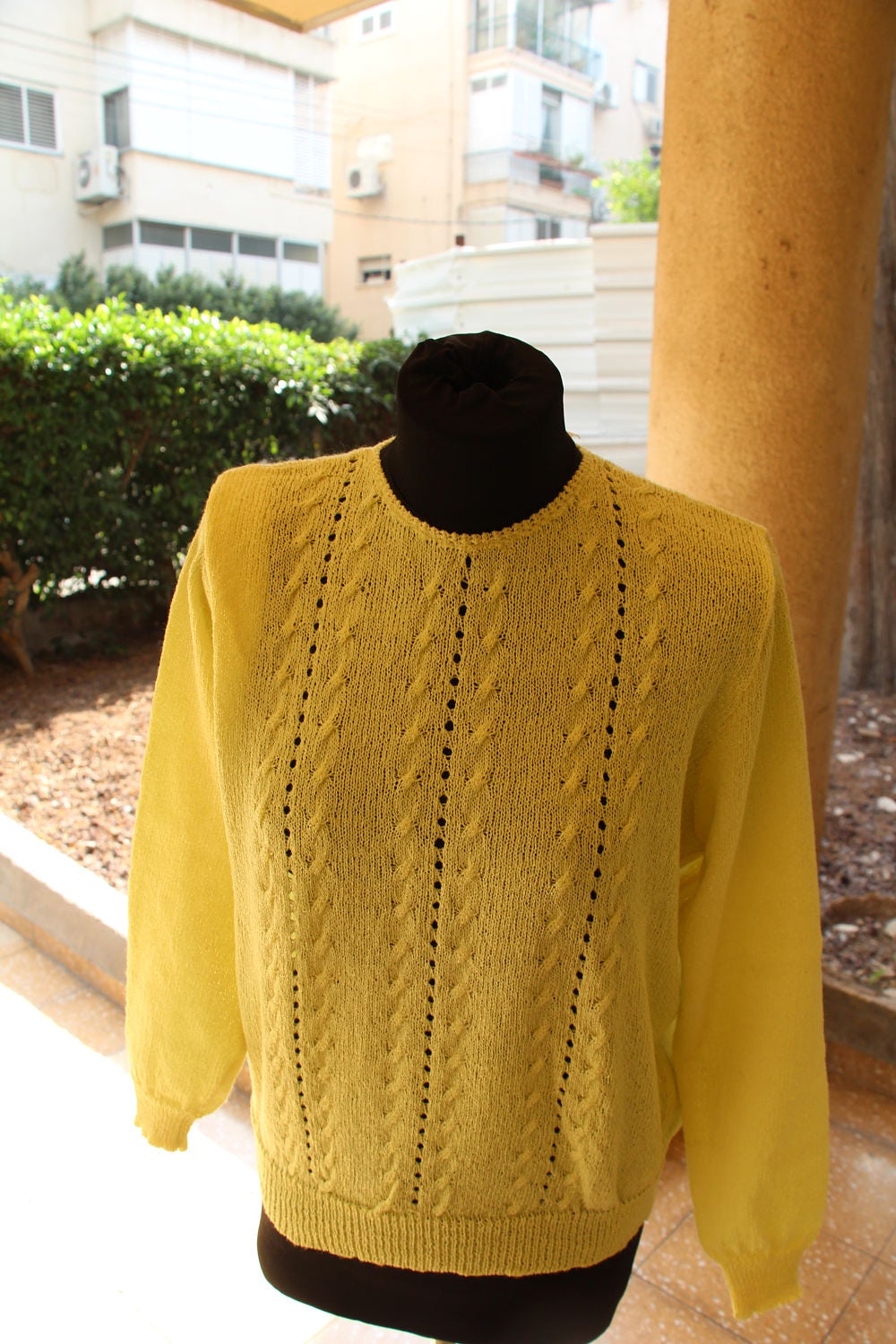 Bright yellow sweater women's Clearance