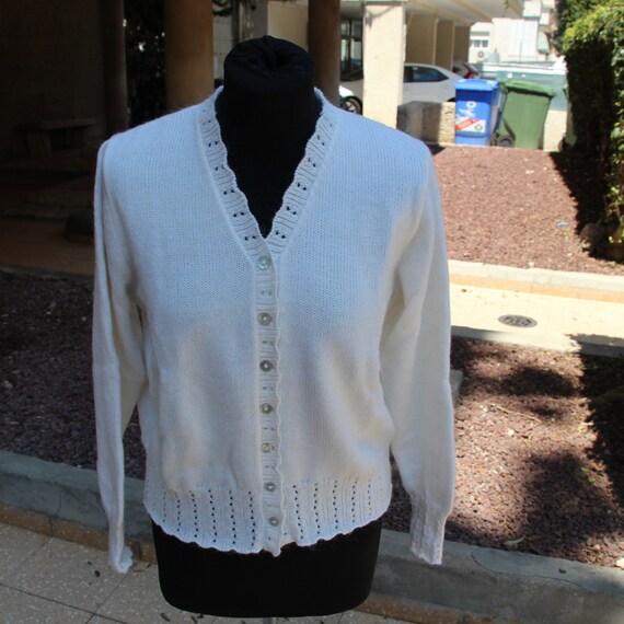 ladies white cardigan sweater