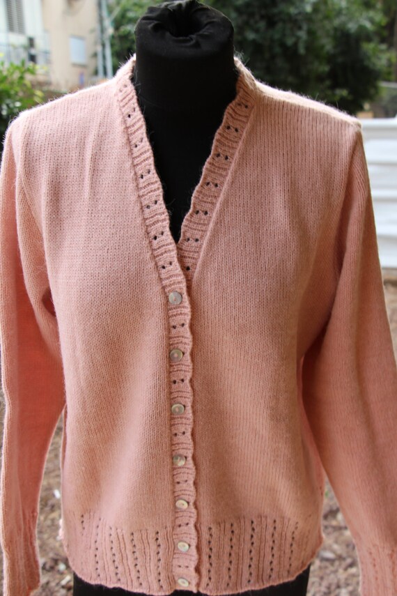 pink knitted cardigan womens