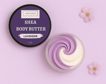 Whipped Shea Body Butter | Lavender Scent, Natural Moisturizer (4 oz)