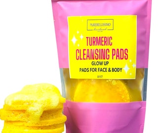 Turmeric Pads for Face And Body - Cleansing Pads Infused with Aloe Vera, Turmeric, Kojic for Face, Dark Underarms,Dark Bikini, Vegan, 10ct