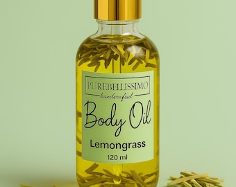 Handmade Lemongrass Body Oil, Natural Aromatherapy, Radiant Skin, 120ml