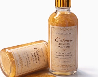 Cashmere Shimmer Body Oil | Handmade Body Oil | Lightweight Glow Oil | Warm Cashmere Scent | Non-Greasy Body Oil