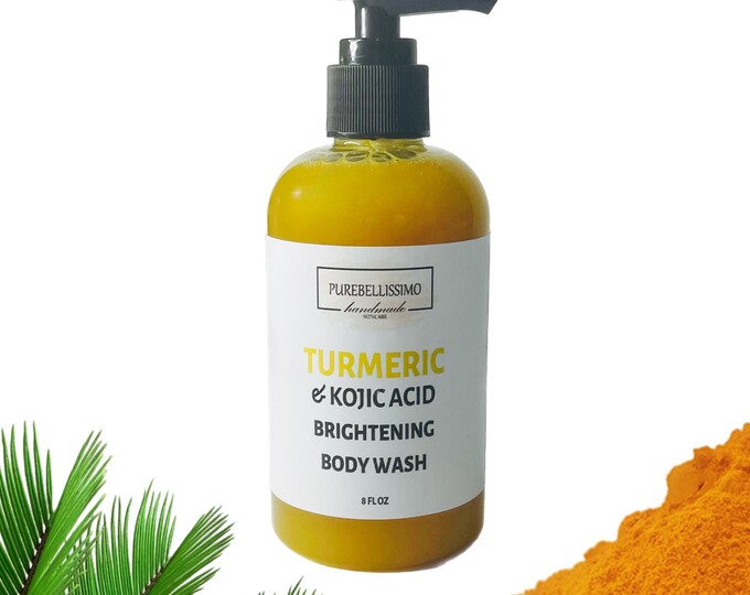 Turmeric & Kojic Brightening Body Wash, Skin Discoloration, Acne Treatment, Turmeric Soap, Kojic