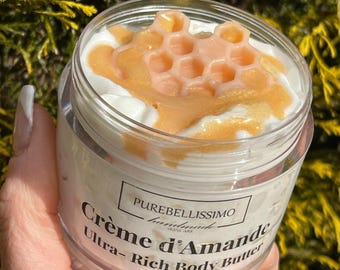 Creme dAmande Ultra-Rich Body Butter | Almond Cream Body Butter | Deep Moisture Body Butter | Luxury Whipped Body Cream | 4oz