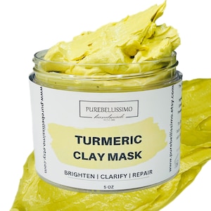 Skin Brightening Turmeric Face Mask - Clay Face Mask Skin Care, Deep Cleansing Face Mask, Acne, enlarged pores, Sensitive Skin, Dark Spots