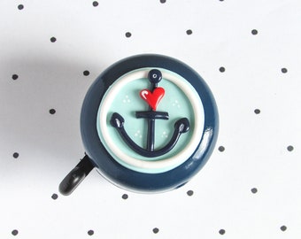 Bike Bell - anchor - 55mm - polymer clay - handmade