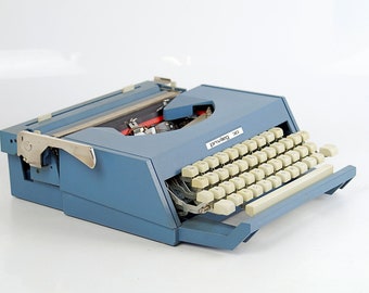 Space Age typewriter, Privileg 30, blue, 1970s