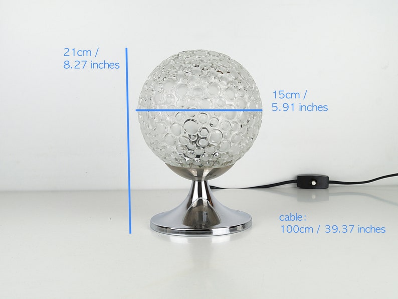 70s chrome and glass Space Age bedside lamp