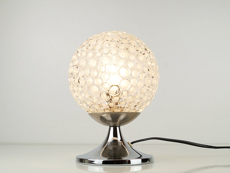 70s chrome and glass Space Age bedside lamp