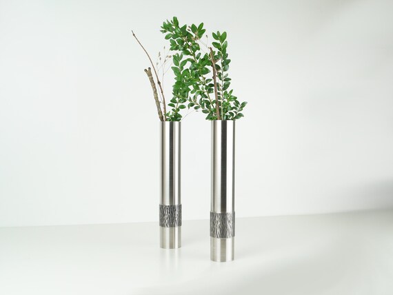 Two Heavy Stainless Steel Vases Late 60s Etsy