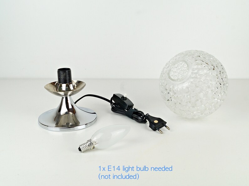70s chrome and glass Space Age bedside lamp